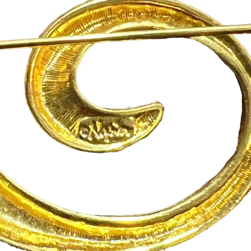 Napier Brooch Swirl‎ Circle Goldtone Vintage Swirl Pin